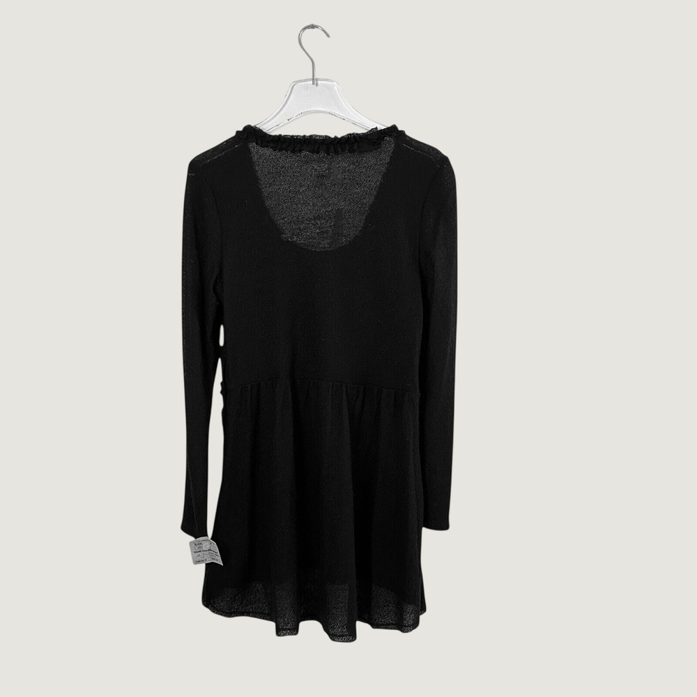 NWT Nick & Mo Black Wool Blend Ruffle Smocked Waist Tunic Womens M - Picture 3 of 6